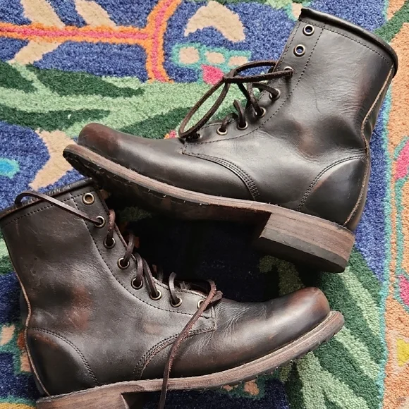 Freebird by Steven Manchester Leather Combat Boots - 7 - Picture 10 of 16